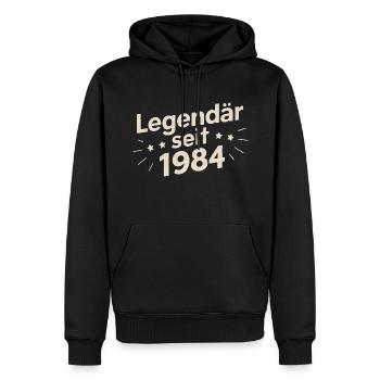 Légendaire depuis 1984 - Sweat à capuche Premium bio Homme - noir - Devant - Nico (187cm)