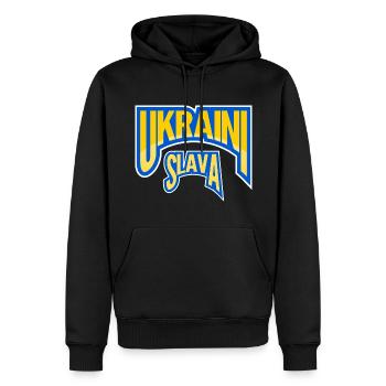 Ukraine Slava Ukraini Peace Greeting - Men’s Premium Organic Hoodie - black - Front - Nico (187cm)