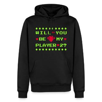 SEREZ-VOUS MON JOUEUR 2 - SE MARIER - DEMANDE EN MARIAGE - Sweat à capuche Premium bio Homme - noir - Devant - Nico (187cm)