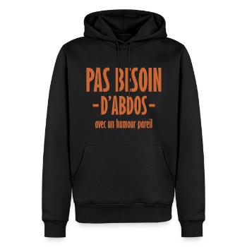 Pas Besoin d'Abdos avec un Humour Pareil - Sweat à capuche Premium bio Homme - noir - Devant - Nico (187cm)