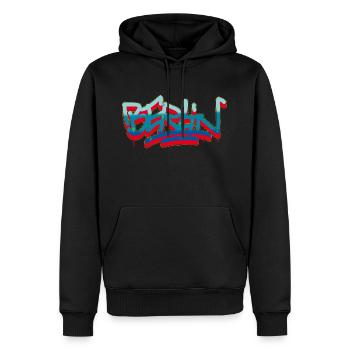 Berlin Graffiti Shirt Style streetart urban cult - Männer Premium Bio Hoodie - Schwarz - Vorne - Nico (187cm)