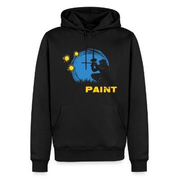 Paintball-Legende Gotcha Paintballspieler - Männer Premium Bio Hoodie - Schwarz - Vorne - Nico (187cm)