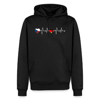Tschechien Deutschland Flagge Herzschlag - Männer Premium Bio Hoodie - Schwarz - Vorne - Nico (187cm)