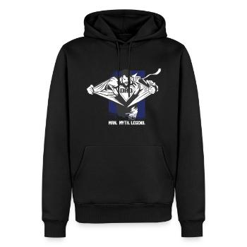 Papa. Un. Mythe. Pose. - Sweat à capuche Premium bio Homme - noir - Devant - Nico (187cm)
