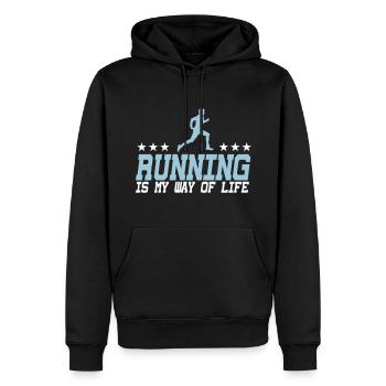 running is my way of life male 2c - Sweat à capuche Premium bio Homme - noir - Devant - Nico (187cm)