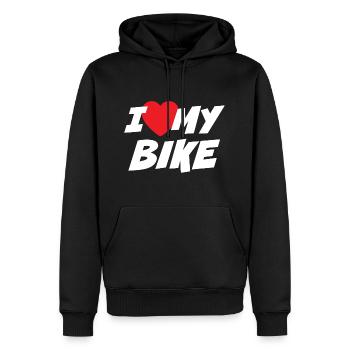 Ich liebe mein Fahrrad - Männer Premium Bio Hoodie - Schwarz - Vorne - Nico (187cm)
