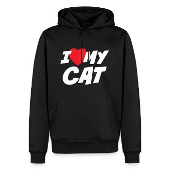 Ich liebe meine Katze - Männer Premium Bio Hoodie - Schwarz - Vorne - Nico (187cm)