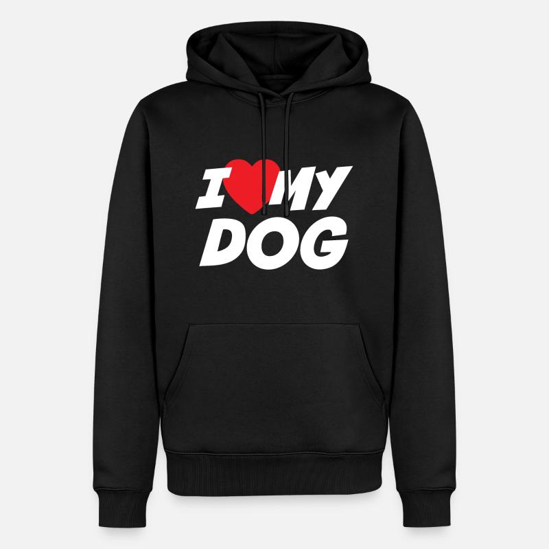 J’aime mon chien - Sweat à capuche Premium bio Homme - noir