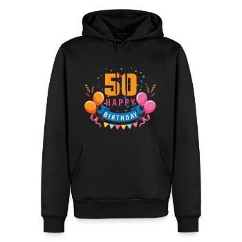 50e anniversaire de 50 ans Joyeux anniversaire cadeau - Sweat à capuche Premium bio Homme - noir - Devant - Nico (187cm)