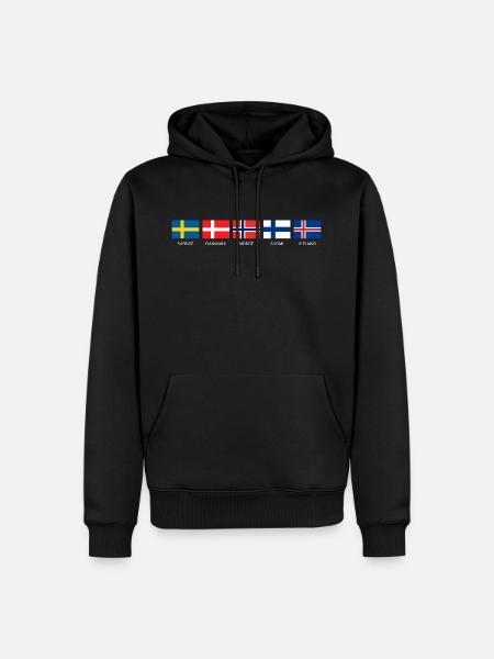 Skandinavien Flaggen Länder Namen Landessprache - Männer Premium Bio Hoodie - Schwarz