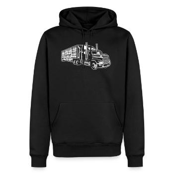 Truck / Lkw 01_weiß - Männer Premium Bio Hoodie - Schwarz - Vorne - Nico (187cm)
