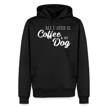 All I need is Coffee and my Dog - Männer Premium Bio Hoodie - Schwarz - Vorne - Nico (187cm)