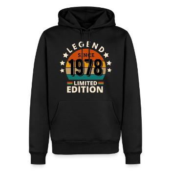 LEGENDE 1978, JAHRGANG 1978 - Männer Premium Bio Hoodie - Schwarz - Vorne - Nico (187cm)