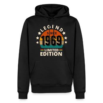 LÉGENDE 1969, MILLÉSIME 1969 - Sweat à capuche Premium bio Homme - noir - Devant - Nico (187cm)