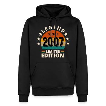 LÉGENDE 2007, MILLÉSIME 2007 - Sweat à capuche Premium bio Homme - noir - Devant - Nico (187cm)