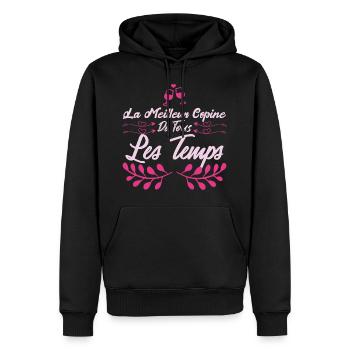La Meilleure copine de tous les temps. Cadeau. - Sweat à capuche Premium bio Homme - noir - Devant - Nico (187cm)