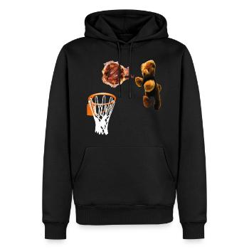 Bastket player bear - Sweat à capuche Premium bio Homme - noir - Devant - Nico (187cm)