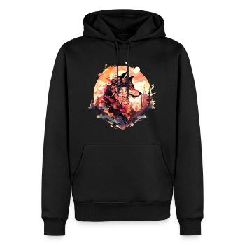 Wolf Wolf’s Head Nature Wilderness Forest Trees Art - Sweat à capuche Premium bio Homme - noir - Devant - Nico (187cm)