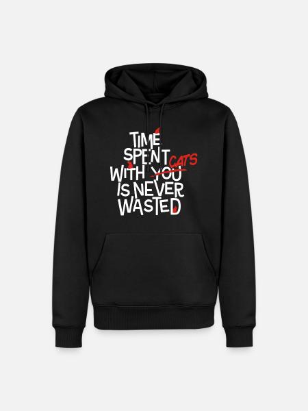 Time Spent With Cat - Men’s Premium Organic Hoodie - black