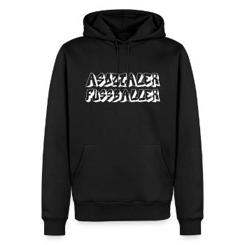 ASOZIALER FUSSBALLER - FUSSBALLFAN - FAN - DERBY - Männer Premium Bio Hoodie - Schwarz - Vorne - Nico (187cm)