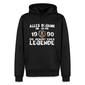 Holz Legende 1990 - Männer Premium Bio Hoodie - Schwarz - Vorne - Nico (187cm)