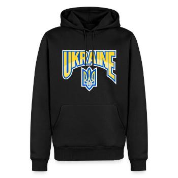 Ukraine Logo Coat of Arms Support Peace - Men’s Premium Organic Hoodie - black - Front - Nico (187cm)