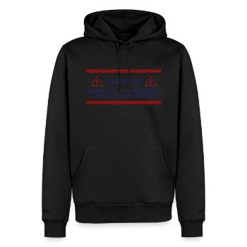 Warning! - Passionate Opinions - Men’s Premium Organic Hoodie - black - Front - Nico (187cm)