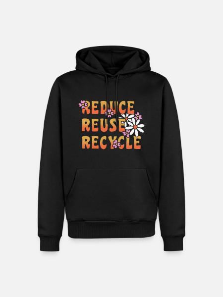 Reduce Reuse Recycle Blümchen - Männer Premium Bio Hoodie - Schwarz