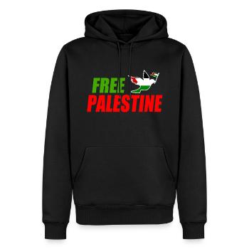 Free palestine - Sweat à capuche Premium bio Homme - noir - Devant - Nico (187cm)
