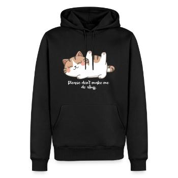Cute Cat Please Don't Make Me Do Stuff - Men’s Premium Organic Hoodie - black - Front - Nico (187cm)