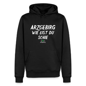 Montagne d’arzque comme tu es - Sweat à capuche Premium bio Homme - noir - Devant - Nico (187cm)