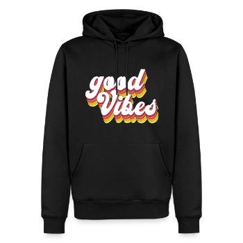 Good Vibes - Männer Premium Bio Hoodie - Schwarz - Vorne - Nico (187cm)