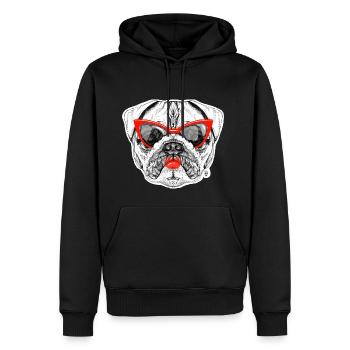 Mops-Dame - Männer Premium Bio Hoodie - Schwarz - Vorne - Nico (187cm)