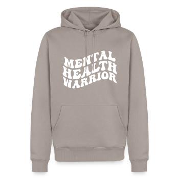 Guerrier de la santé mentale - Sweat à capuche Premium bio Homme - taupe - Devant - Nico (187cm)