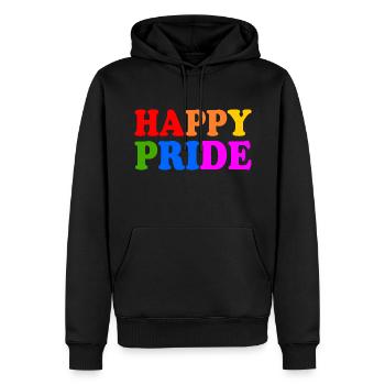 Happy pride - Sweat à capuche Premium bio Homme - noir - Devant - Nico (187cm)
