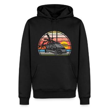 Camping Sonnenuntergang mit Campingbus Campervan - Männer Premium Bio Hoodie - Schwarz - Vorne - Nico (187cm)