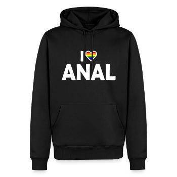 I love anal - Sweat à capuche Premium bio Homme - noir - Devant - Nico (187cm)