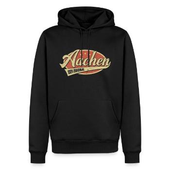 Aachen Aachener Original - Männer Premium Bio Hoodie - Schwarz - Vorne - Nico (187cm)