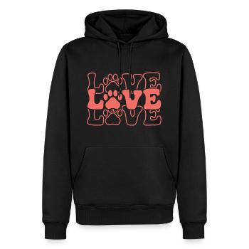Amour - Patte - Sweat à capuche Premium bio Homme - noir - Devant - Nico (187cm)