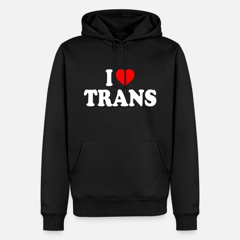 I love trans - Sweat à capuche Premium bio Homme - noir