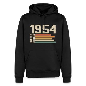 1954 Vintage - Retro 1954 Cadeau Anniversaire 1954 - Sweat à capuche Premium bio Homme - noir - Devant - Nico (187cm)