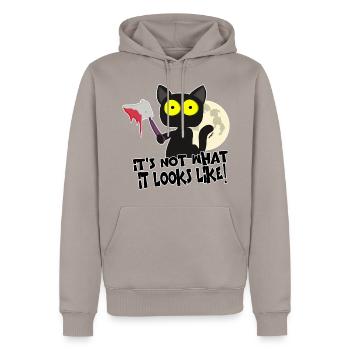 Chat d’horreur - Sweat à capuche Premium bio Homme - taupe - Devant - Nico (187cm)