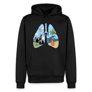 Lunge, Sommer, Natur und Abenteuer - Männer Premium Bio Hoodie - Schwarz - Vorne - Nico (187cm)