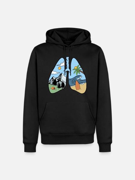 Lunge, Sommer, Natur und Abenteuer - Männer Premium Bio Hoodie - Schwarz