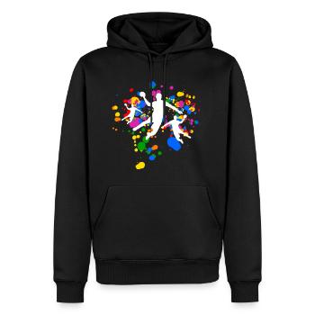 Handball avec feux d’artifice colorés - Sweat à capuche Premium bio Homme - noir - Devant - Nico (187cm)