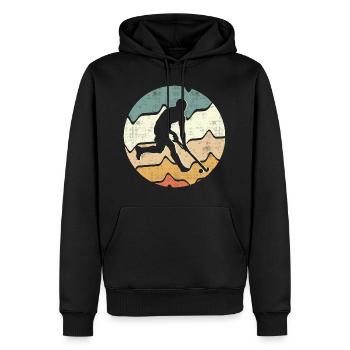 Joueur de hockey sur gazon Joueur de hockey rétro hockey - Sweat à capuche Premium bio Homme - noir - Devant - Nico (187cm)