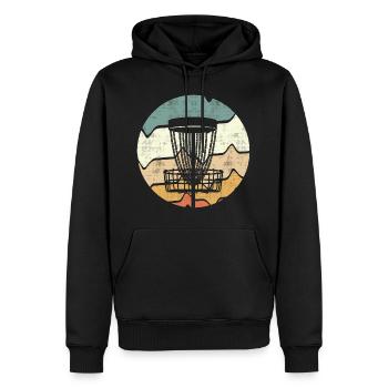 Lecteur de disc golf vintage Design Disc Golf - Sweat à capuche Premium bio Homme - noir - Devant - Nico (187cm)