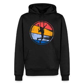 Joueur de badminton joueur de badminton rétro Badminton - Sweat à capuche Premium bio Homme - noir - Devant - Nico (187cm)