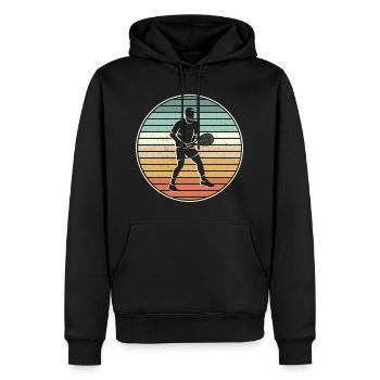 tennisser tennis coach retro tennisspeler - Mannen Premium Bio hoodie - zwart - Voor - Nico (187cm)