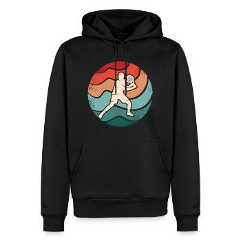 Joueur de tennis de padel rétro Joueur de padel Padel - Sweat à capuche Premium bio Homme - noir - Devant - Nico (187cm)